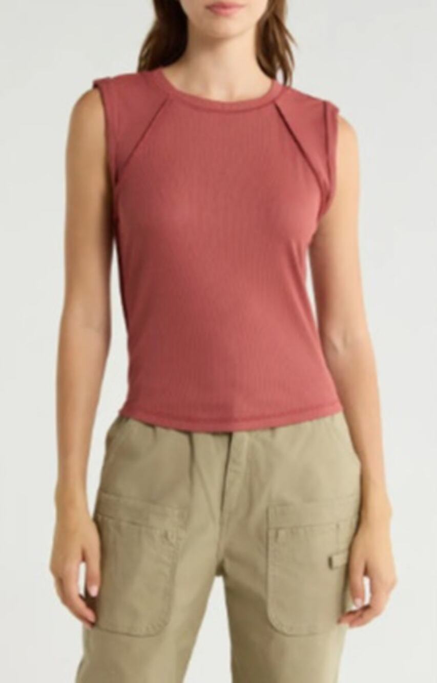 NEW! Free People 'Love My Twist' Muscle Tee in FIRED CLAY (M)